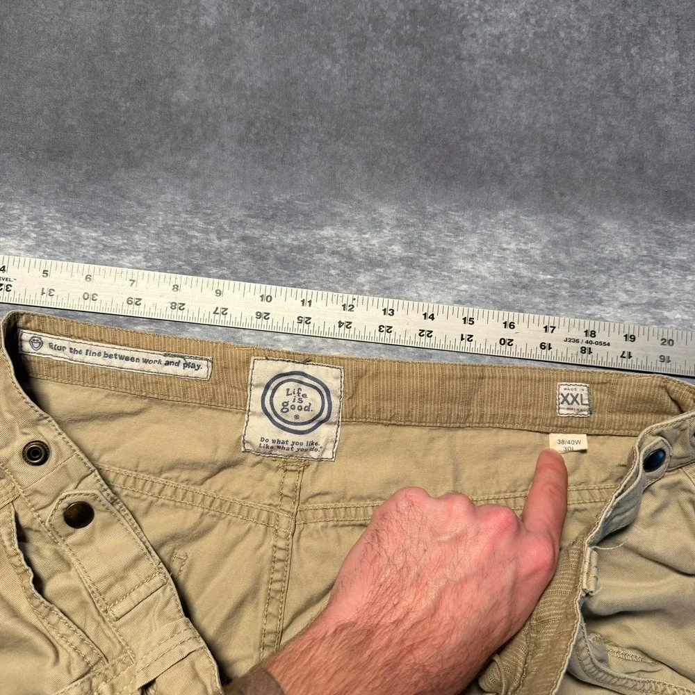 Life is Good Mens XXL Carpenter Pants Tan‎ Khaki Workwear 38/40x30 Cotton Canvas